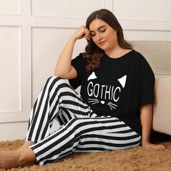 Pajama Shirt Set Printed Nightwear Short Sleeve Loungewear