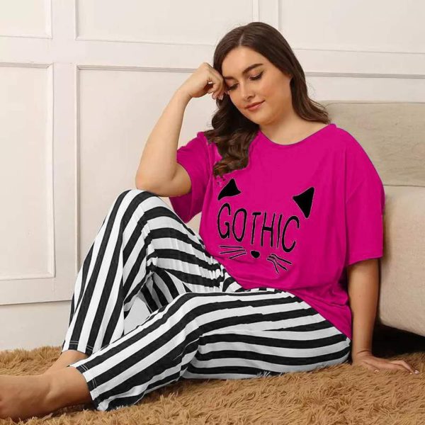 Pajama Shirt Set Printed Nightwear Short Sleeve Loungewear Colors Pakistan