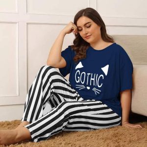 Pajama Shirt Set Printed Nightwear Short Sleeve Loungewear Pakistan