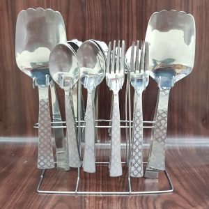 Stainless Steel Spoons Forks Cutlery Set With Holder Stand Pakistan