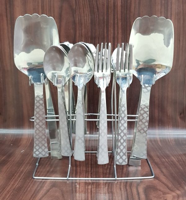 Stainless Steel Spoons Forks Cutlery Set With Holder Stand Pakistan