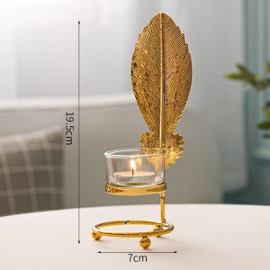 Metal Candlestick Holder Gold Leaves Dining Table Pakistan